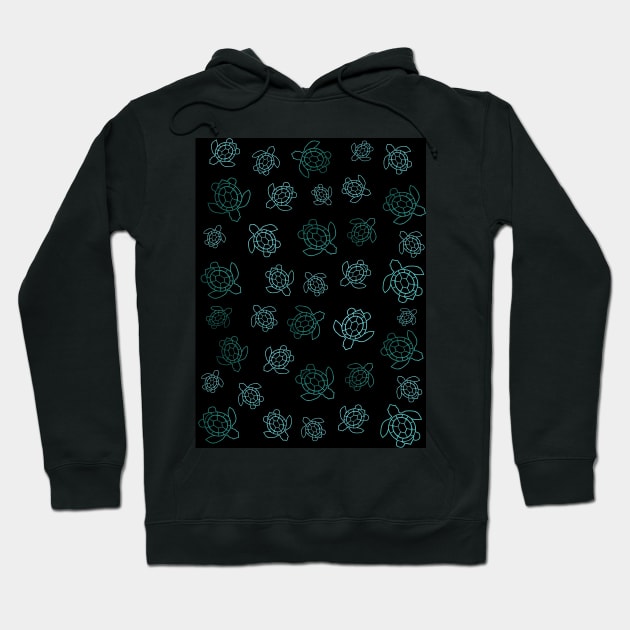 BLUE Sea Turtles On Black Hoodie by SartorisArt1